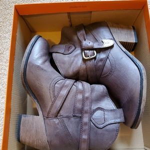 Brown leather boots with buckle size 7